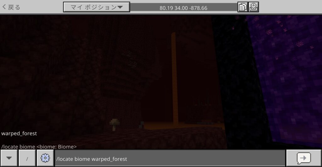 /locate biome warped_forestの入力